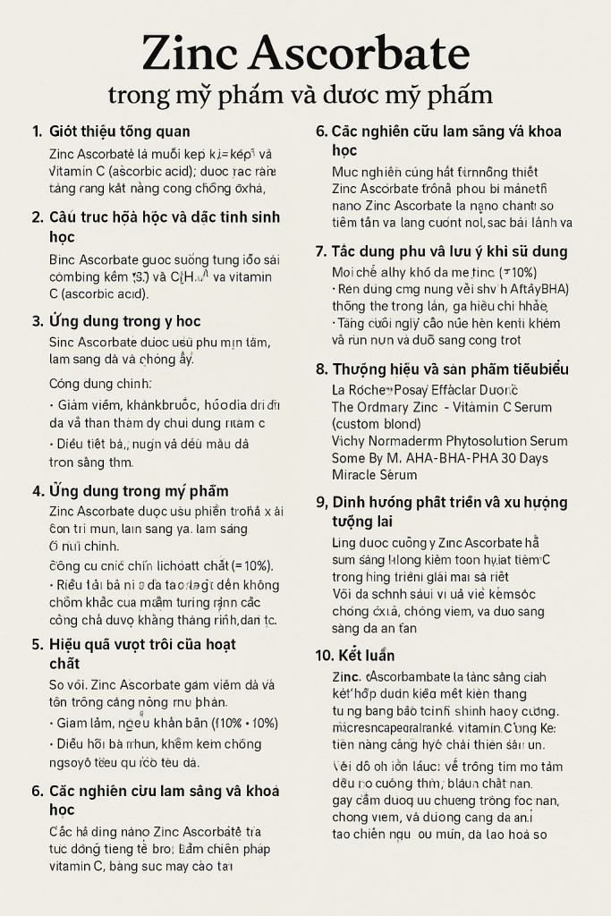 Zinc Ascorbate La Hoat Chat Gi Cong Dung Trong Duoc My Pham