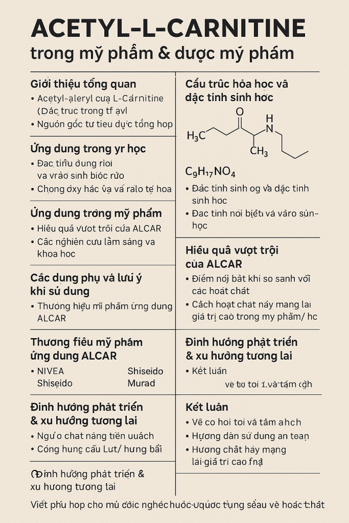 Acetyl Carnitine La Hoat Chat Gi Cong Dung Trong Duoc My Pham