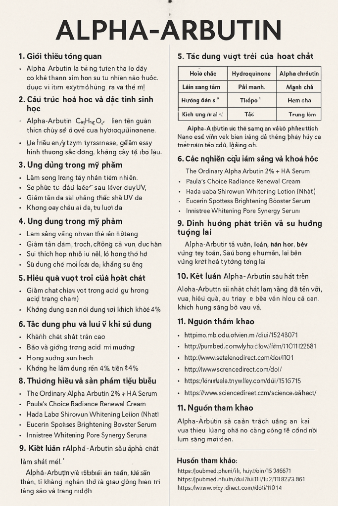 Alpha Arbutin La Hoat Chat Gi Cong Dung Trong Duoc My Pham