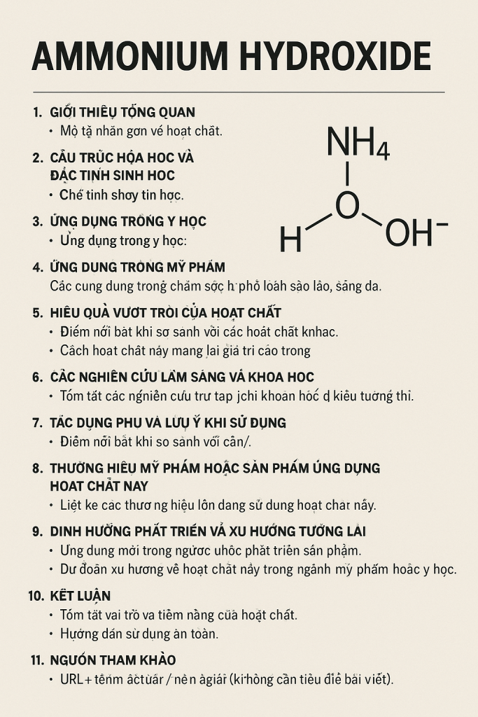 Ammonium Hydroxide La Hoat Chat Gi Cong Dung Trong Duoc My Pham