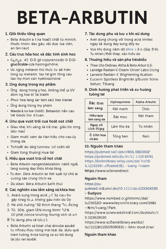 Beta Arbutin La Hoat Chat Gi Cong Dung Trong Duoc My Pham