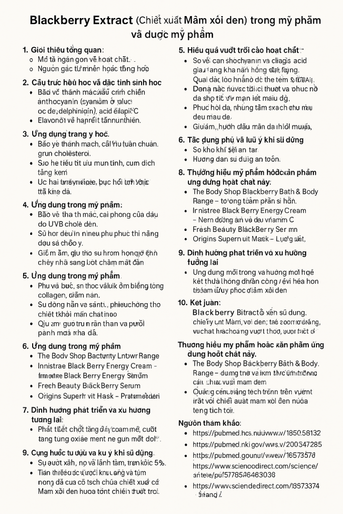 Blackberry Extract La Hoat Chat Gi Cong Dung Trong Duoc My Pham