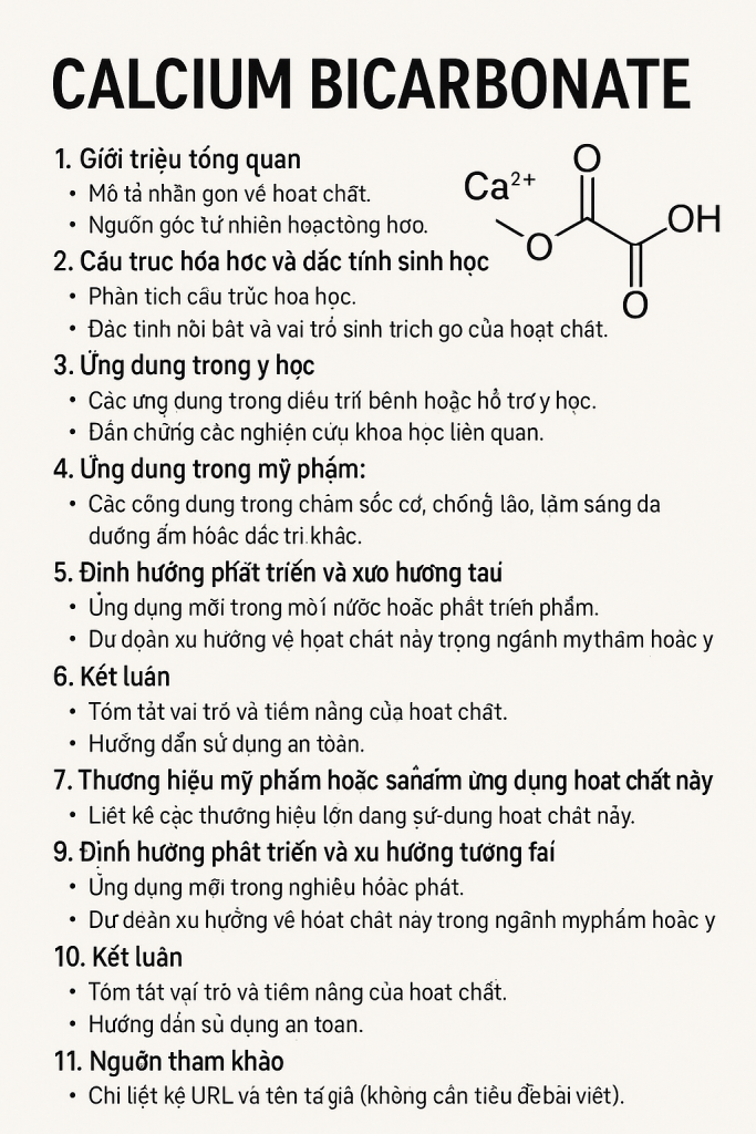 Calcium Bicarbonate La Hoat Chat Gi Cong Dung Trong Duoc My Pham