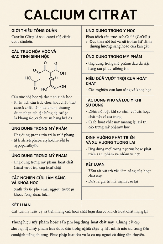 Calcium Citrate La Hoat Chat Gi Cong Dung Trong Duoc My Pham