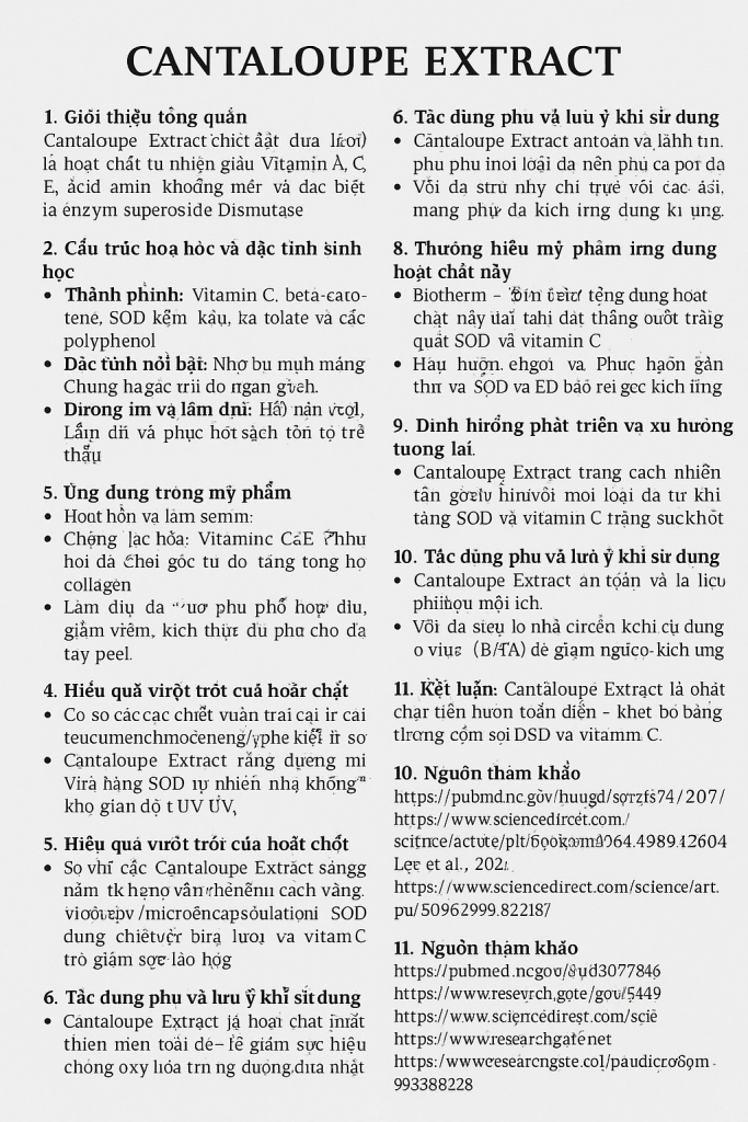 Cantaloupe Extract La Hoat Chat Gi Cong Dung Trong Duoc My Pham