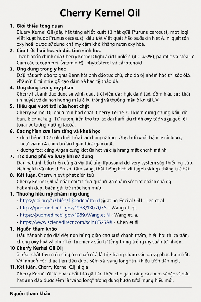 Cherry Kernel Oil La Hoat Chat Gi Cong Dung Trong Duoc My Pham