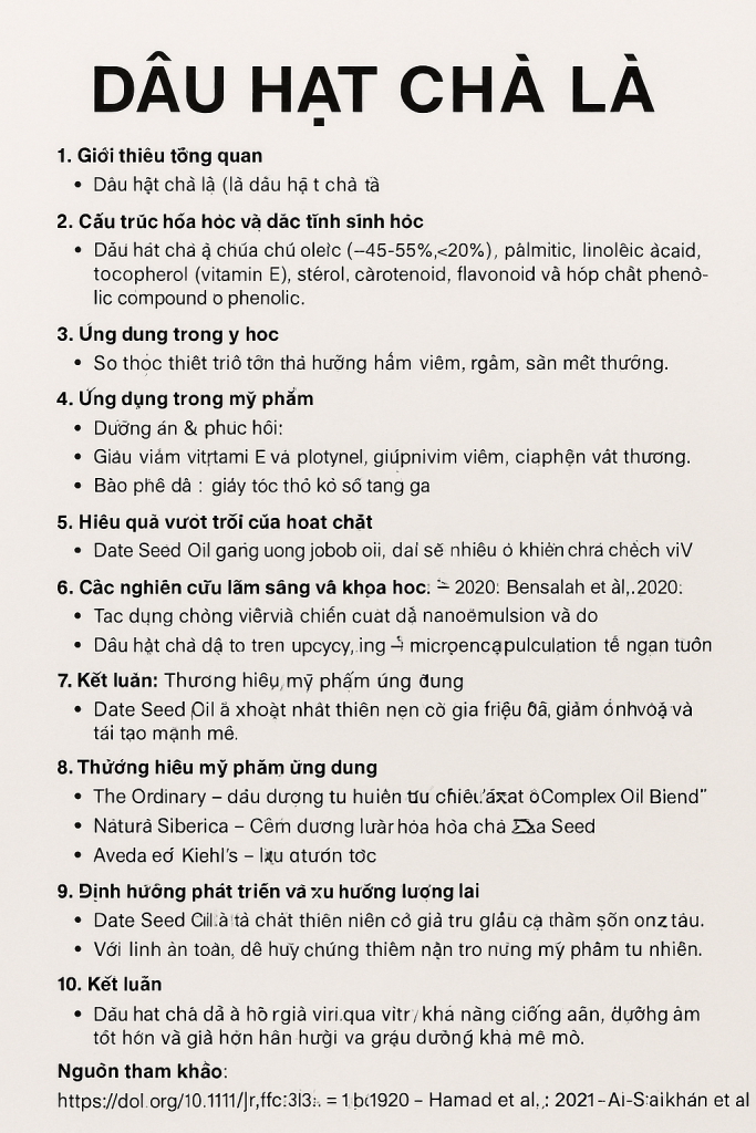 Date Seed Oil La Hoat Chat Gi Cong Dung Trong Duoc My Pham