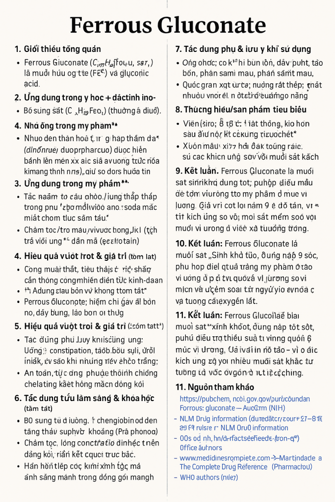 Ferrous Gluconate La Hoat Chat Gi Cong Dung Trong Duoc My Pham