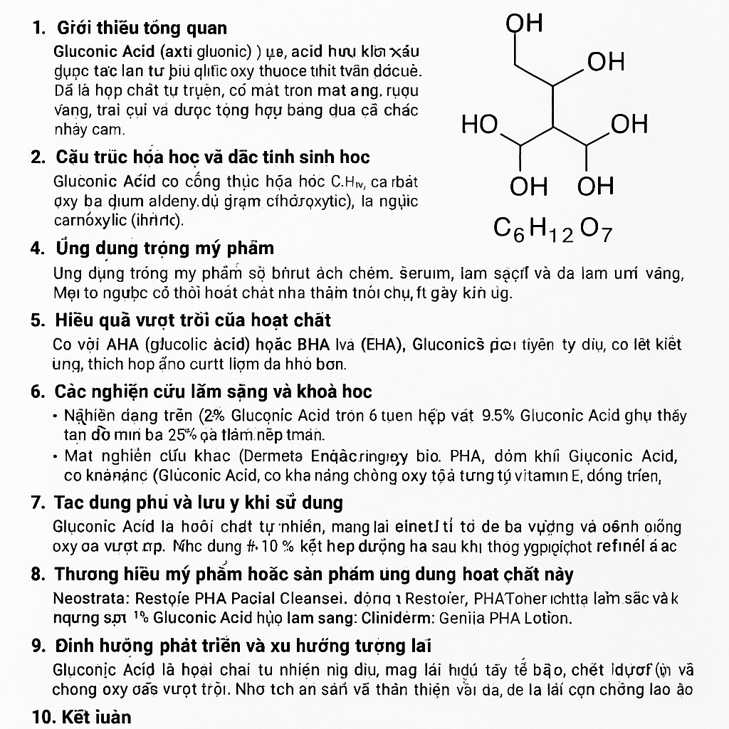 Gluconic Acid La Hoat Chat Gi Cong Dung Trong Duoc My Pham
