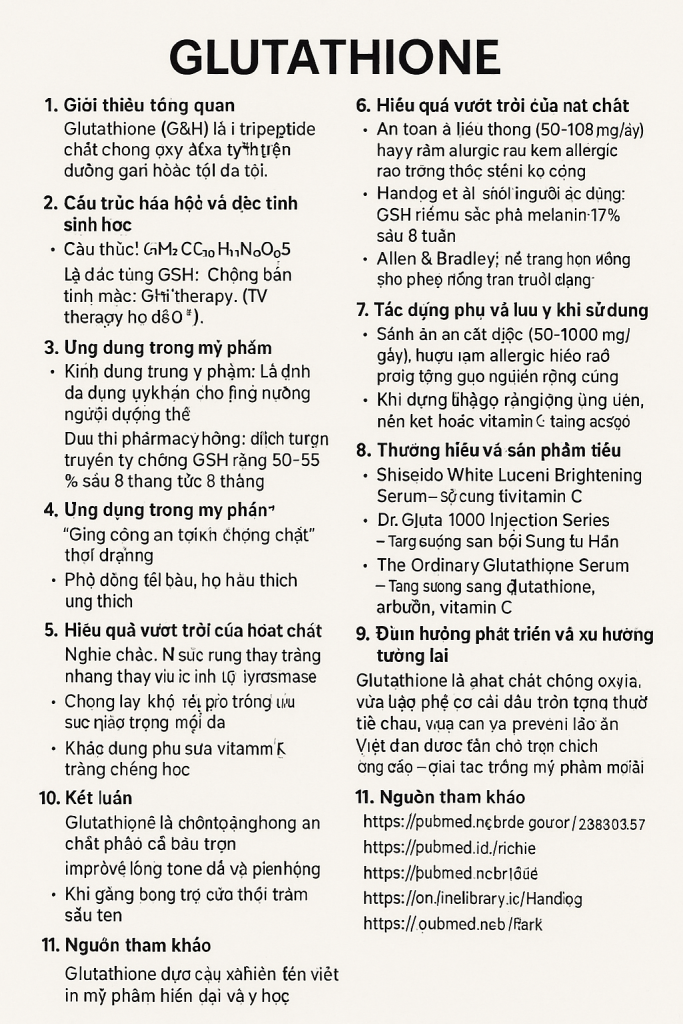 Glutathione La Hoat Chat Gi Cong Dung Trong Duoc My Pham