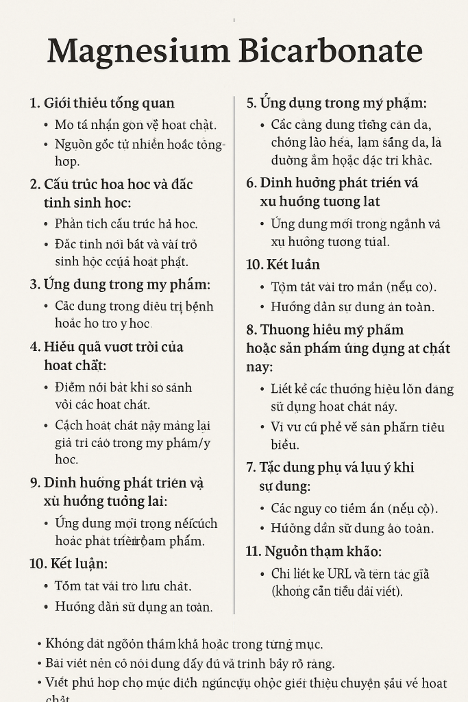 Magnesium Bicarbonate La Hoat Chat Gi Cong Dung Trong Duoc My Pham