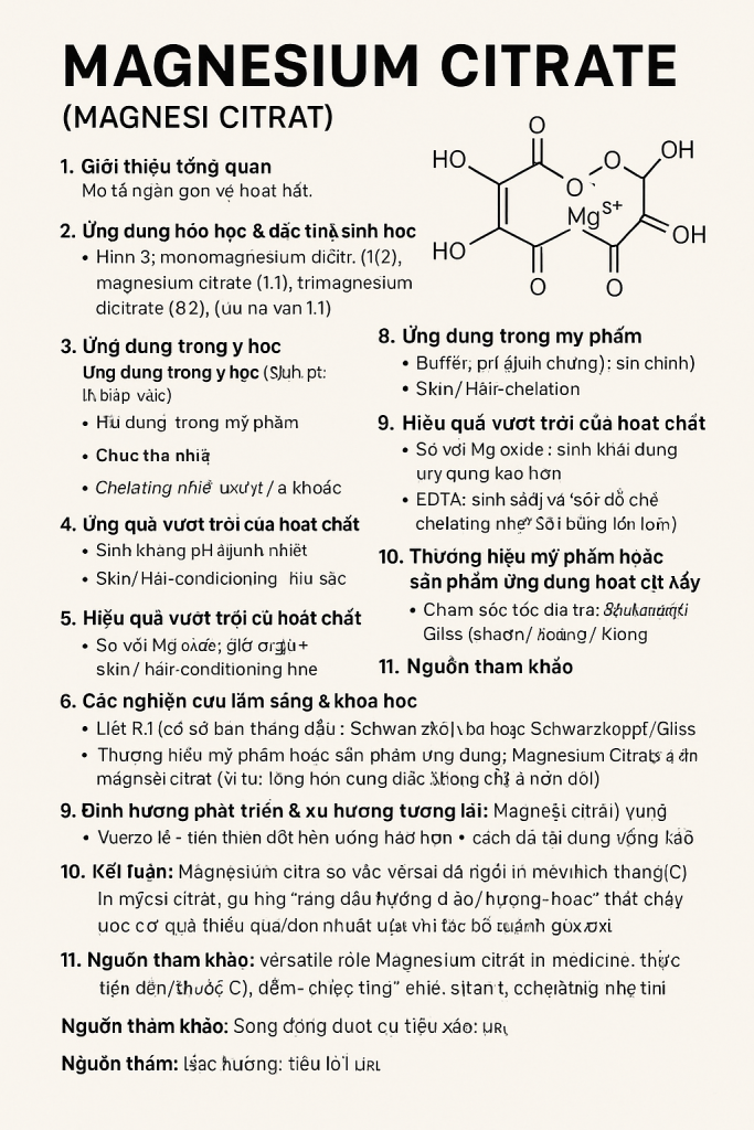 Magnesium Citrate La Hoat Chat Gi Cong Dung Trong Duoc My Pham