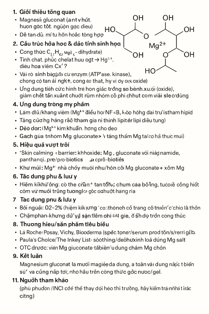 Magnesium Gluconate La Hoat Chat Gi Cong Dung Trong Duoc My Pham
