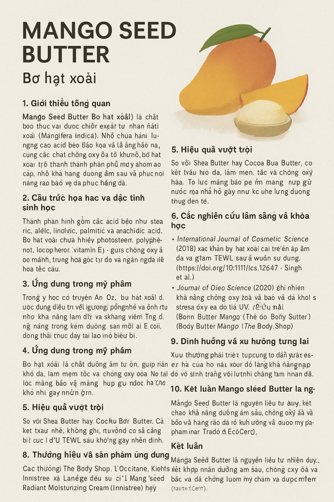 Mango Seed Butter La Hoat Chat Gi Cong Dung Trong Duoc My Pham