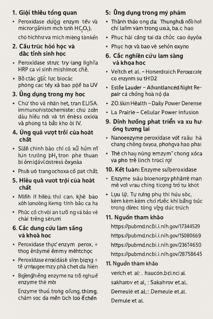 Peroxidase La Hoat Chat Gi Cong Dung Trong Duoc My Pham