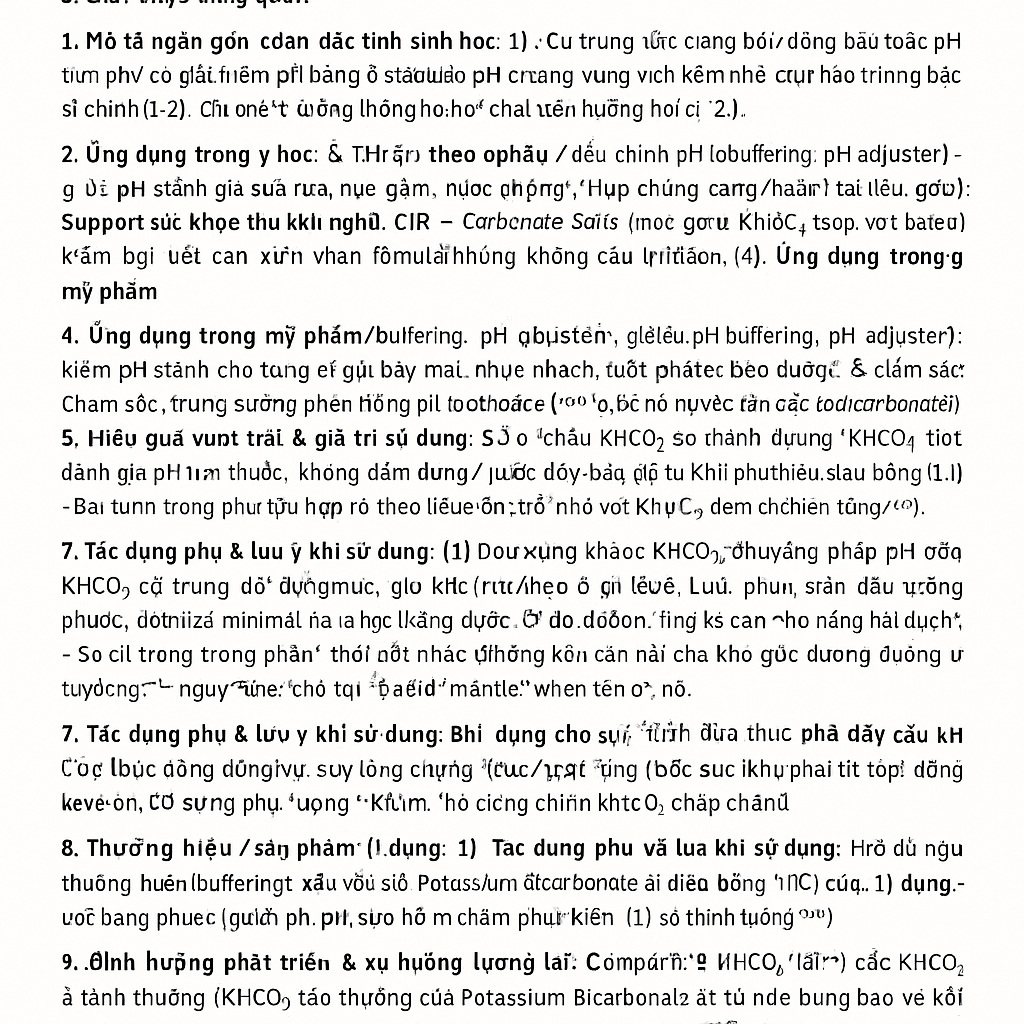 Potassium Bicarbonate La Hoat Chat Gi Cong Dung Trong Duoc My Pham