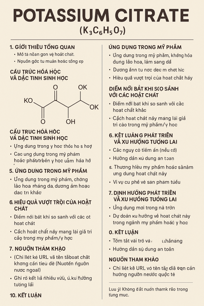 Potassium Citrate La Hoat Chat Gi Cong Dung Trong Duoc My Pham