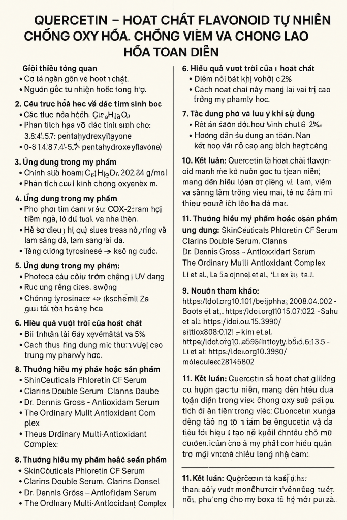 Quercetin La Hoat Chat Gi Cong Dung Trong Duoc My Pham