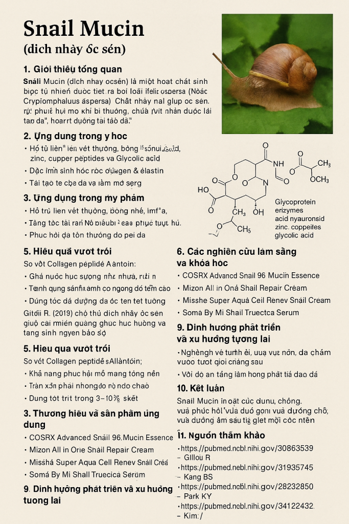 Snail Mucin La Hoat Chat Gi Cong Dung Trong Duoc My Pham