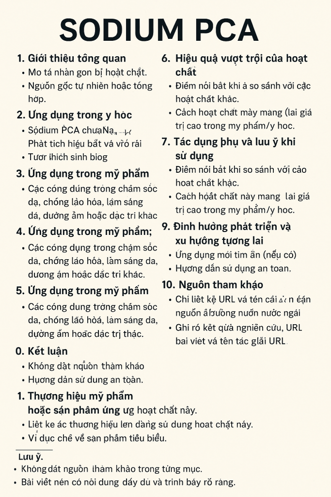 Sodium PCA La Hoat Chat Gi Cong Dung Trong Duoc My Pham