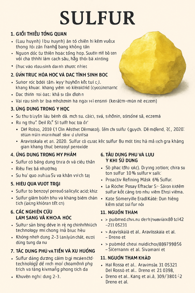 Sulfur La Hoat Chat Gi Cong Dung Trong Duoc My Pham