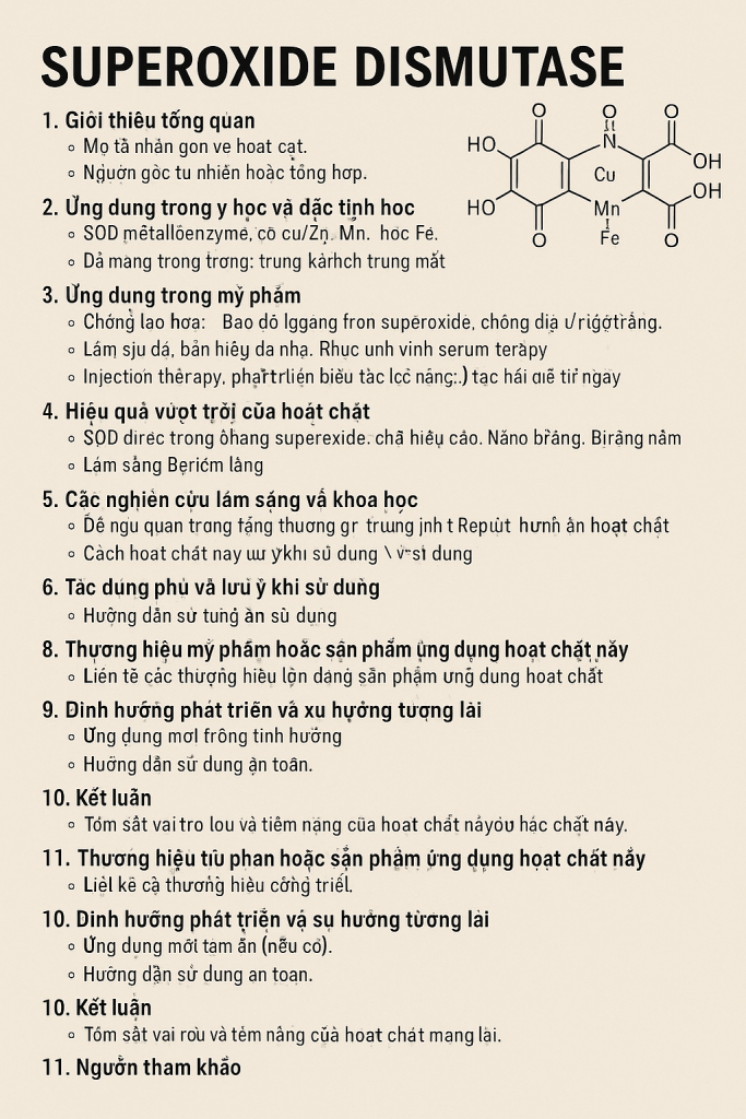 Superoxide Dismutase La Hoat Chat Gi Cong Dung Trong Duoc My Pham