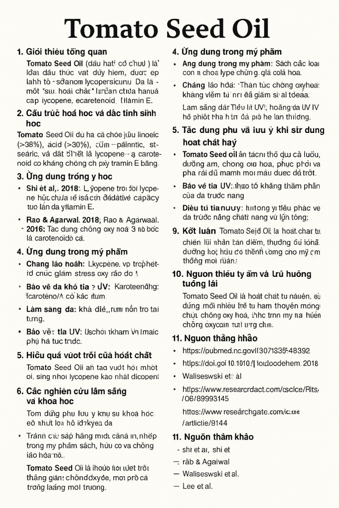 Tomato Seed Oil La Hoat Chat Gi Cong Dung Trong Duoc My Pham