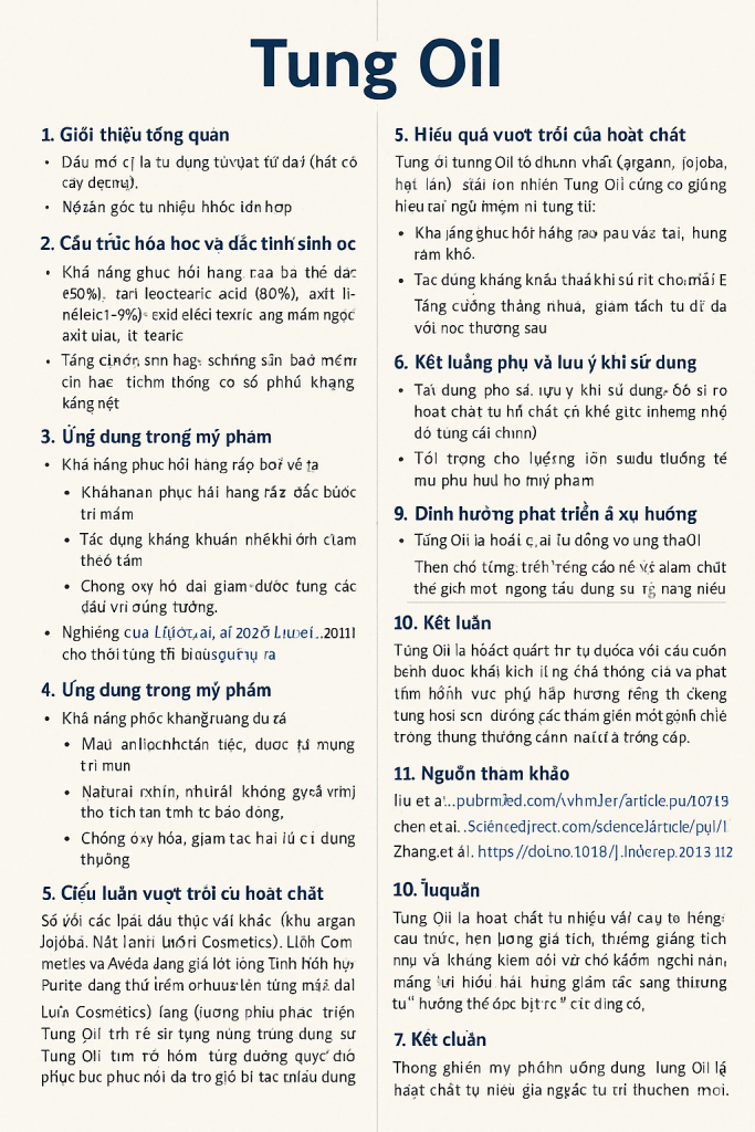 Tung Oil La Hoat Chat Gi Cong Dung Trong Duoc My Pham