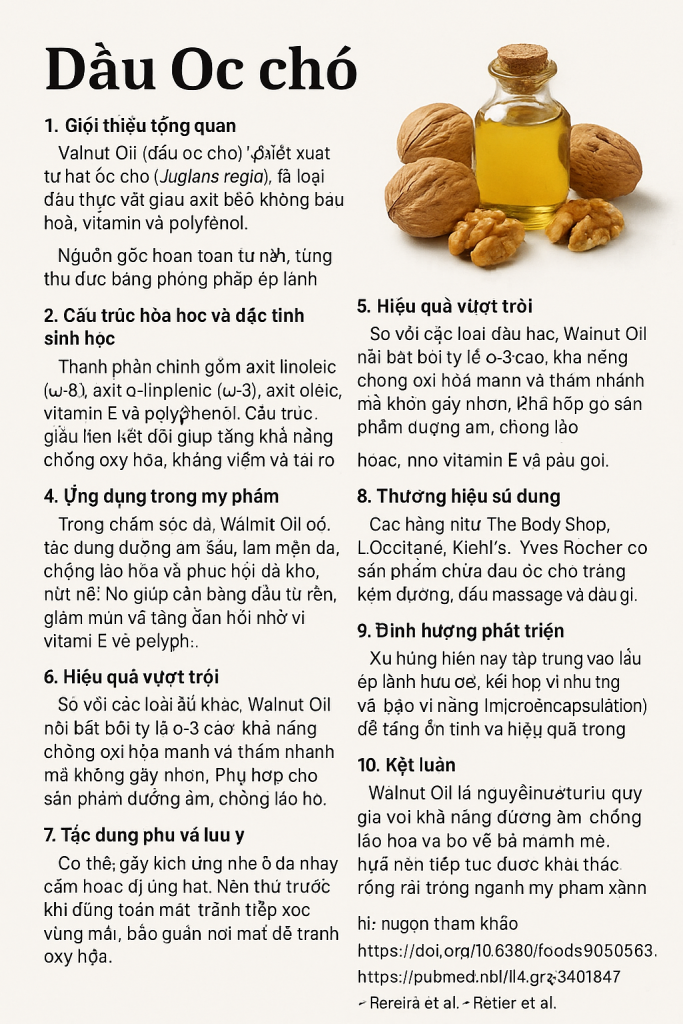 Walnut Oil La Hoat Chat Gi Cong Dung Trong Duoc My Pham