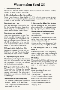 Watermelon Seed Oil La Hoat Chat Gi Cong Dung Trong Duoc My Pham