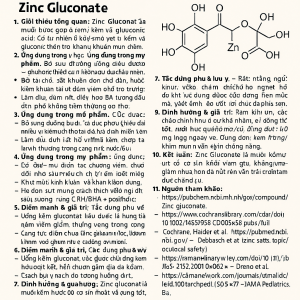 Zinc Gluconate La Hoat Chat Gi Cong Dung Trong Duoc My Pham