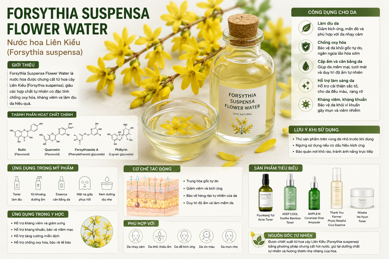 Forsythia Suspensa Flower Water La Hoat Chat Gi Cong Dung Trong Duoc My Pham
