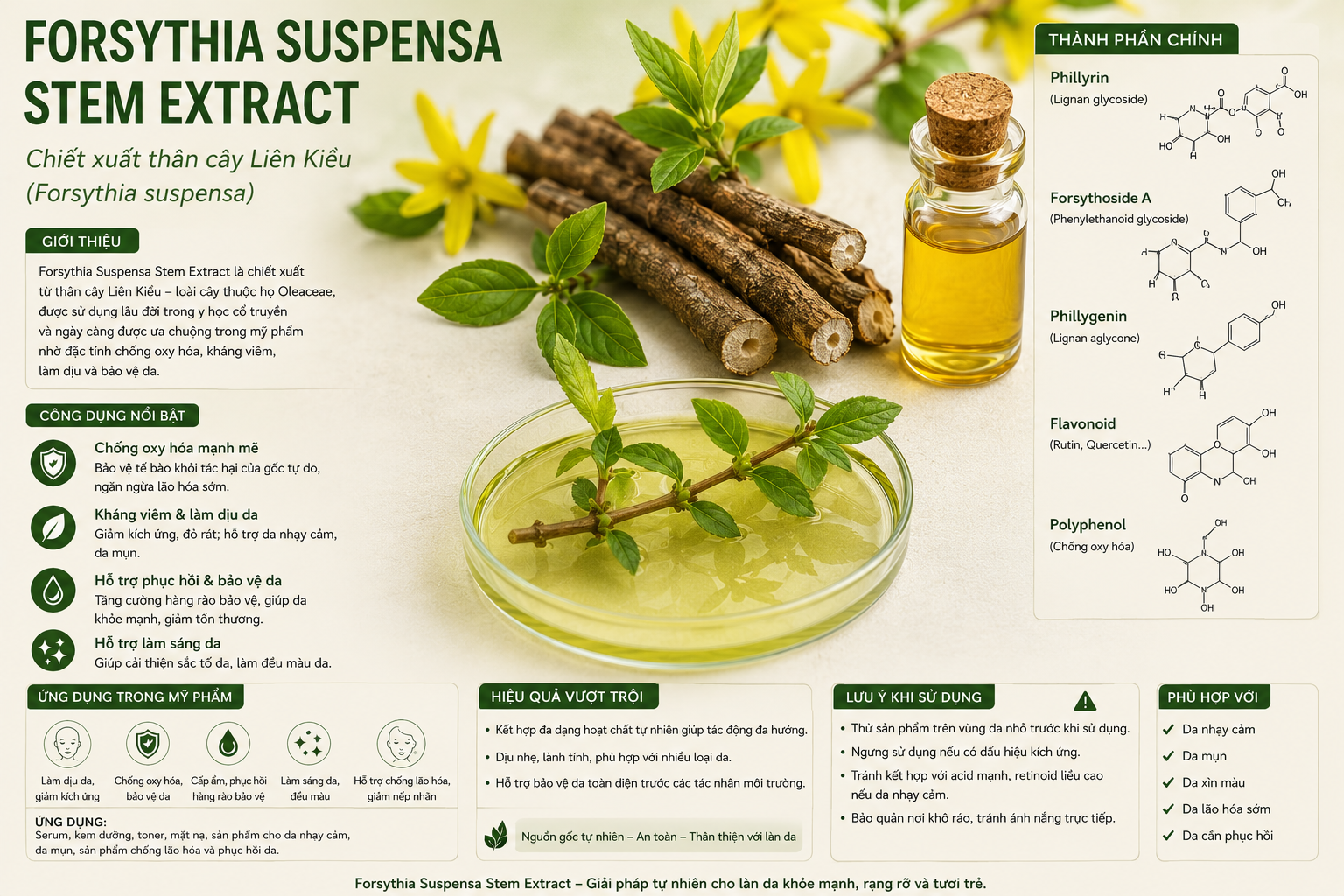 Forsythia Suspensa Stem Extract La Hoat Chat Gi Cong Dung Trong Duoc My Pham