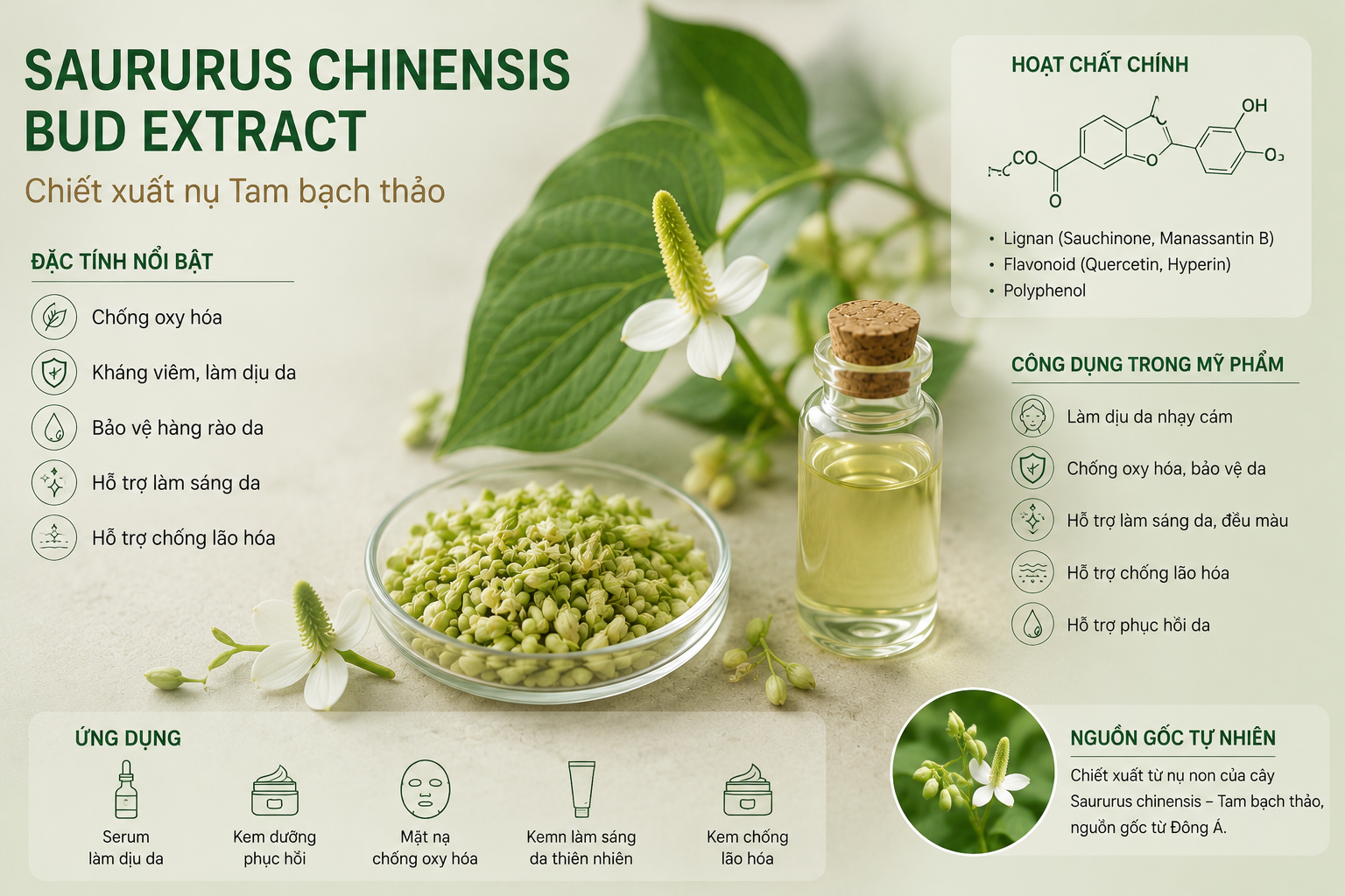 Saururus Chinensis Bud Extract La Hoat Chat Gi Cong Dung Trong Duoc My Pham