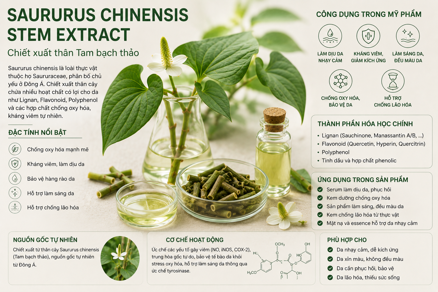 Saururus Chinensis Stem Extract La Hoat Chat Gi Cong Dung Trong Duoc My Pham
