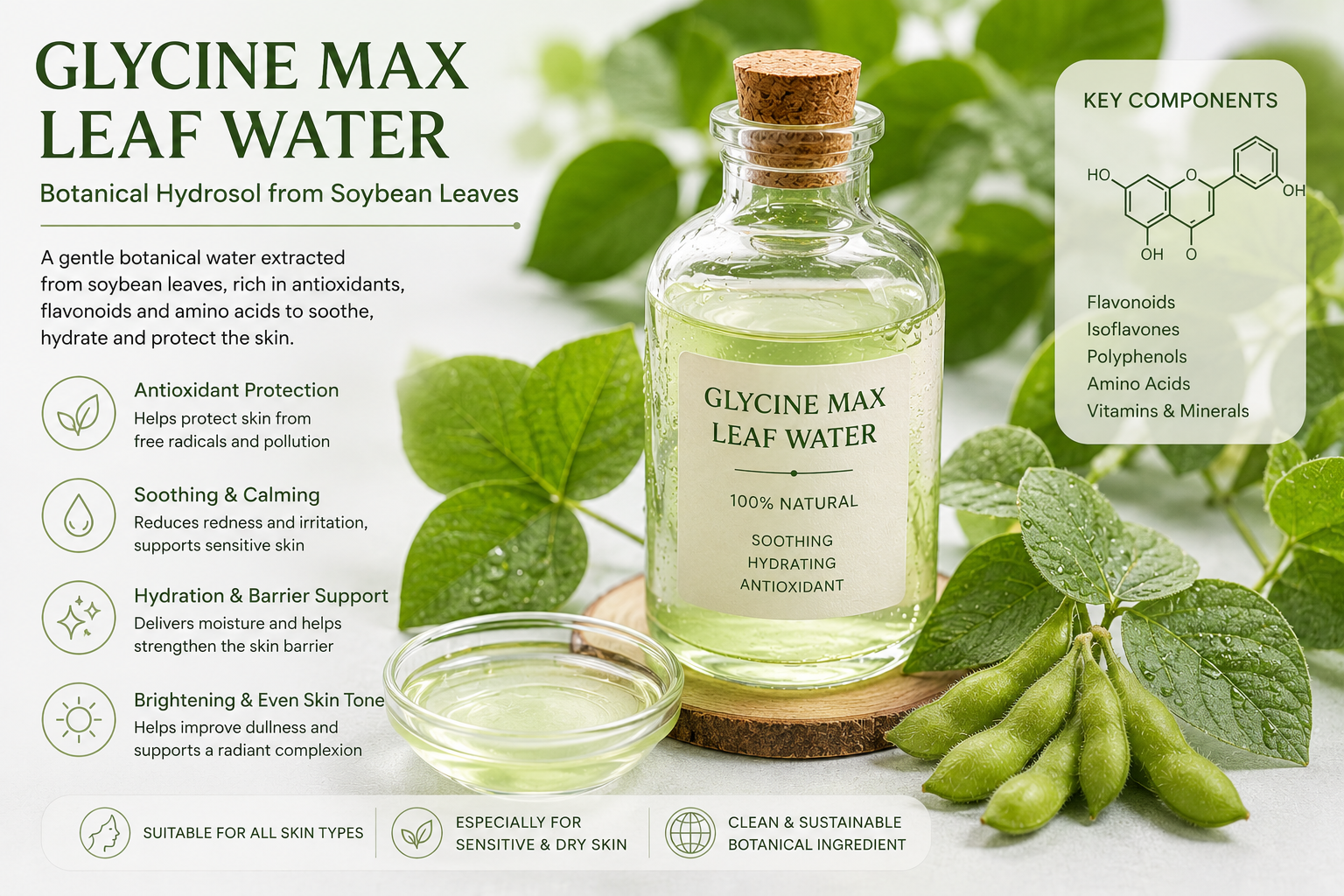 glycine max leaf water la hoat chat gi cong dung trong duoc my pham
