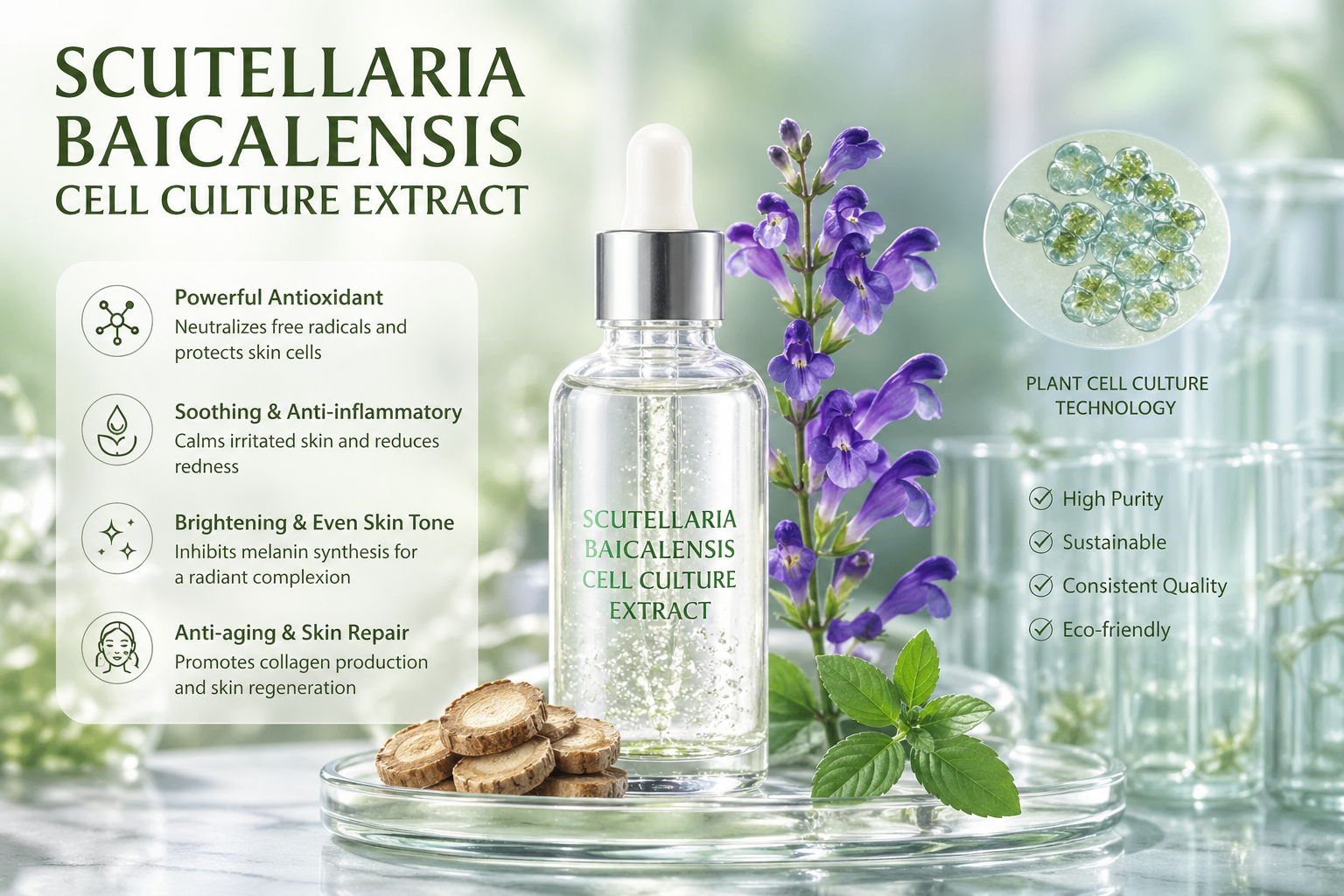 scutellaria baicalensis cell culture extract la hoat chat gi cong dung trong duoc my pham